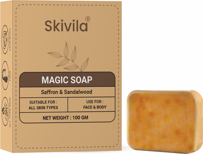 skivila Saffron & Sandalwood Soap For Glowing & Brightening Skin - Bar For Man & Women(100 g)