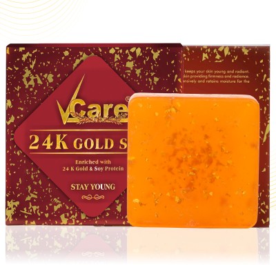 Vcare 24K Gold Soaps for Bath 125g, Best Anti Aging Soap Bar for Women and Men(125 g)