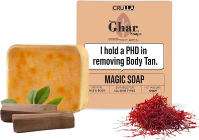 Crulla Original Ghar magic soap Detan Soap tan removal, Deep Cleansing for Smooth Skin(100 g)
