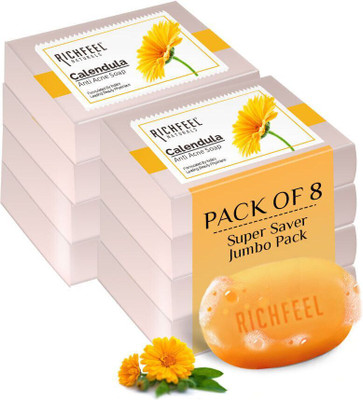 RICHFEEL Anti-Acne Soap For Acne skin & Blemishes 75g-Pack of 8(8 x 75 g)
