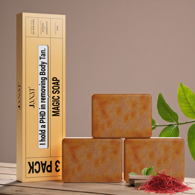 janat YUJ66_Wood And Saffron Soap For Glowing & Refreshing Skin (pack of 3) ERTY(3 x 100 g)