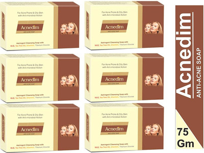 ZEE LAB AcneDim Anti-Acne Soap with Vitamin E & Tea Tree Oil (Pack of 6)75 gm Each(6 x 75 g)
