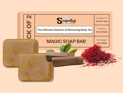 Snanika Organic Saffron and Sandalwood Body Soap for Fairness & Glow 200gram(2 x 100 g)