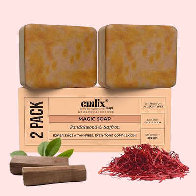 CMLIX Sandal Wood And Saffron Bath Soap For Glowing Brightening mmk p pack 02(2 x 100 g)