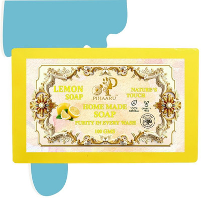 Pihaaru Lemon Burst Bath Bar – Herbal & Homemade Skincare (100g)[(100 g)