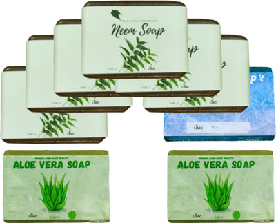 linic HERBAL NEEM SOAP(6),ALOE VERA SOAP(2), OCEAN BLUE(1)(9 x 100 g)