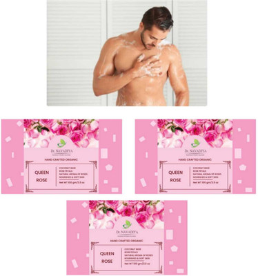 Dr. NAvadiya 3 Rose Soap for Face & Body I Smooth, Soft Moisturized, and Glowing Skin(3 x 100 g)