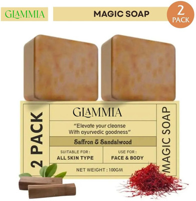 GLAMMIA Ghar Shop Magic Soap Herbal De-Tan & Glow Skin Care Two Bar Set(2 x 100 g)