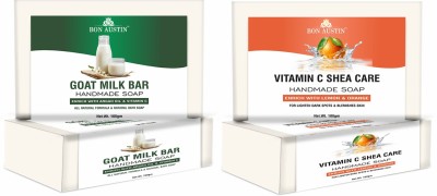 Bon Austin Goat Milk & Vitamin C Bathing Bar Soap Pack of 2 of 100Gms (200Gms)(2 x 100 g)