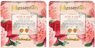 fabessentials Rose & Milk Organic Handmade Bathing Bar,100g x Pack of 2(2 x 100 g)