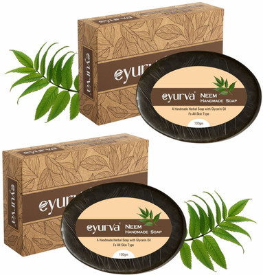 eyurva 2 Pcs neem handmade herbal soap with glycerine oil(2 x 100 g)