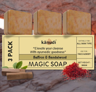 KaNuDi Magic Soap with Saffron for Refreshing Skin(3 x 100 g)