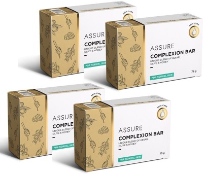 ASSURE Complexion Bar (Kesar,Olive & Honey) nourishing and moisturising bathing bar(4 x 75 g)