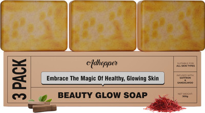 adhopper Beauty glow Sandal Wood And Saffron for DeTan and Glowing Brightening Skin(3 x 100 g)
