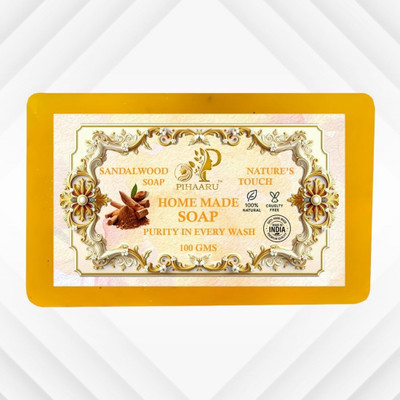 Pihaaru Sandalwood Herbal Bathing Bar – Natural Clean, Natural Shine (100gm)'(100 g)