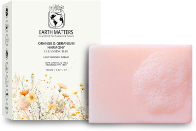 Earth Matters Orange & Geranium Harmony Handmade Soap | Uplifting & Refreshing(100 g)