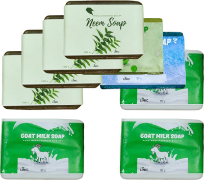 linic HERBAL NEEM SOAP(4), ALOE VERA(1), OCEAN BLUE(1), GOAT MILK(3)(9 x 100 g)