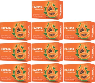 MORVIN INDIA PAPAYA SOAP-Skin Whitening With Natural Ingredients Soap(10 x 75 g)