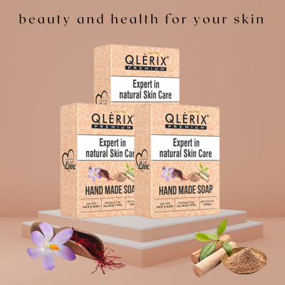 QLERIX Handmade Soap for Face & Body Detan,Natural Skin Care,Moisturizing & Brightening(3 x 100 g)