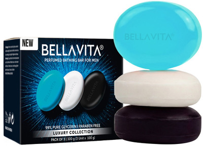 BELLAVITA Perfumed Bathing Soap Bar For Men|3X100gm|Helps in Relaxing & Cleansing Skin|(3 x 100 g)