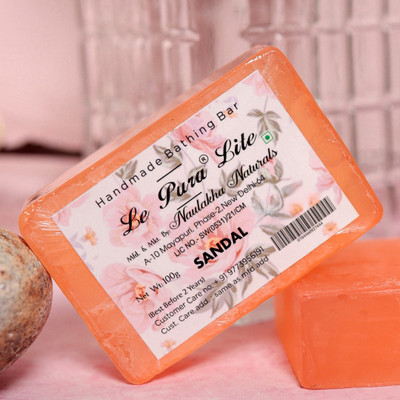 Le Pura Lite Sandal Handmade Bathing Soaps Pack of(4 x 100 g)