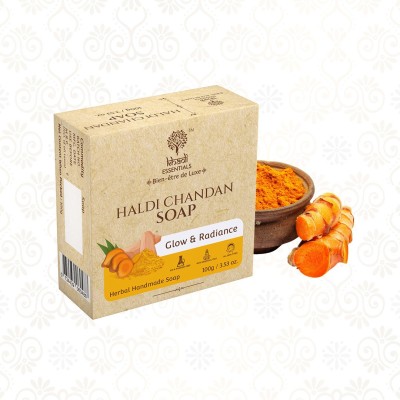 Khadi Essentials Haldi Chandan Herbal Handmade Soap for Glow & Radiance, Keep Skin Moisturised(100 g)