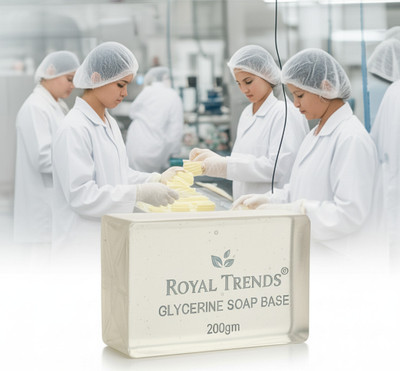 Royal Trends Ultra Clear Transparent Soap Base Made with Pure Coconut Oil & Glycerin for Soap Making DIY | ISO Certified | SLS & Paraben Free 200GM(200 g)