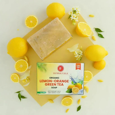 herbalvala Glycerin-Based Lemon Orange Soap for Refreshed & Nourished Body || Bathing Soap(3 x 66.67 g)