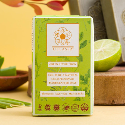 ULLASSA Aromatherapy Soap | AntiBacterial Anti Acne Pimple | Lemon Lemongrass Eucalyptus(101 g)