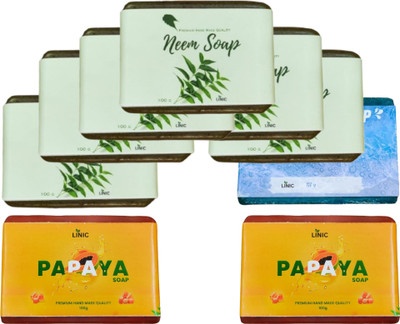 linic HERBAL NEEM SOAP(6), OCEAN BLUE(1), PAPAYA SOAP(2)(9 x 100 g)