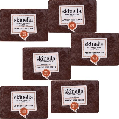 MOSKLIN SKINELLA APPRICOT SEED HANDMAD SOAP FOR CLEANSING & SMOOTH SKIN PACK OF 75gm x 6(6 x 75 g)