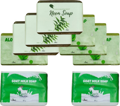 linic HERBAL NEEM SOAP(3), ALOE VERA(4), GOAT MILK SOAP(2)(9 x 100 g)