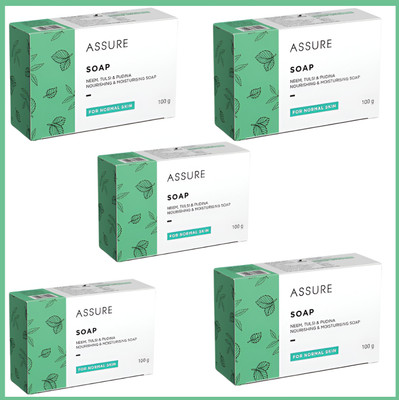 ASSURE Neem, Tulsi & Pudina nourishing & moisturising soap for pimples(5 x 100 g)