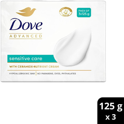 DOVE Advanced Sensitive Care Bar | Ceramide - Nutrient Cream | 125g Bar(3 x 125 g)