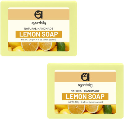 Ayurdaily NATURAL HANDMADE PREMIUM LEMON NOURISHING BODY SOAP(2 x 125 g)