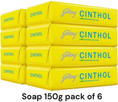 CINTHOL Lime Bath Soap - 150g (Pack of6| Grade 1 Soap | For All Skin Types(6 x 150 g)