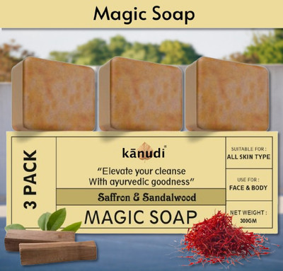 KaNuDi Skin Whitening Soap with Saffron for Glowing & Refreshing Skin(3 x 100 g)