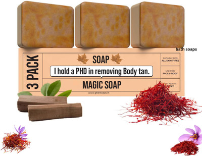 IMPACTSTRONG Herbal Magic Soap – Sandal & Saffron Glow for Smooth Radiant Skin(3 x 100 g)