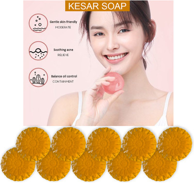 CHITAKSH Spinach Sparkle Kesar Bathing Soap (100GM) (PACK OF 10)(10 x 100 g)