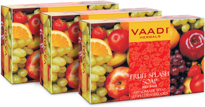 vaadi Herbals Fruit Splash Soap With Extracts of Orange,Peach & Lemon(75 gms x 3)(3 x 75 g)