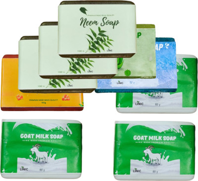 linic HERBAL NEEM SOAP(3), ALOE VERA(1), OCEAN BLUE(1), PAPAYA(1), GOAT MILK(3)(9 x 100 g)