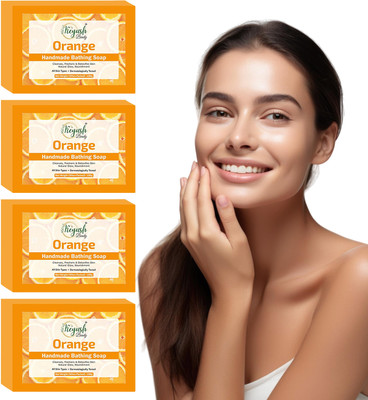 KEYUSH BEAUTY Herbal Handmade Orange Soap Combo – 4 Pack Freshness & Glow(4 x 100 g)