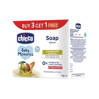 Chicco Baby Bath Soap, No Phenoxyethanol & No Paraben 0M+(4 x 75 g)