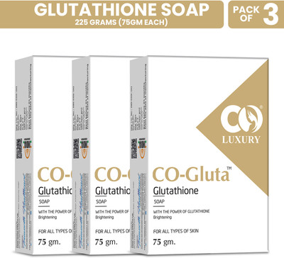 CO Luxury Glutathione Skin Whitening Soap with Kojic acid and Shea Butter(3 x 75 g)