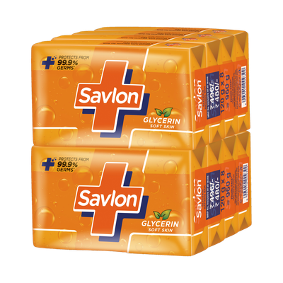 Savlon Glycerin Soap Bar with Protection, Natural Origin Glycerin, 120g Combo Pack(8 x 120 g)