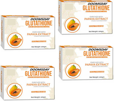 DOOMSDAY GLUTATHIONE PAPAYA SOAP ENRICHED WITH PAPAYA ,VITAMIN E &ALOEVERA PACK OF 4(4 x 100 g)