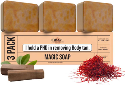 GharSoaps Wood And Saffron Soap For Glowing & Refreshing Skin (pack of 3)(3 x 100 g)