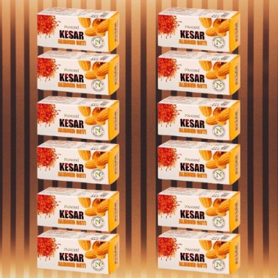 Nandini Kesar & Almond Goti Facial soap For Man & Women, 25g. Pack Of 12(12 x 25 g)