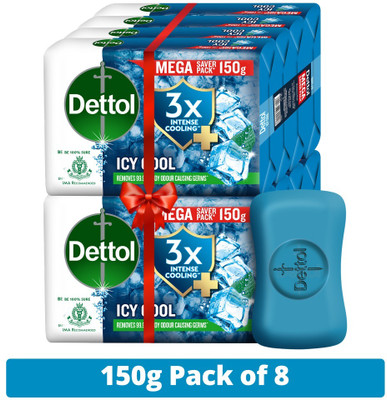 Dettol Icy Cool Bathing Soap Bar With 3x intense cooling(8 x 150 g)