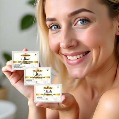 Utkrisht Soft Lather Goat Milk Soap for Clear Skin Pack of 3(3 x 125 g)